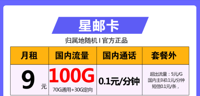 中國(guó)電信星郵卡、海角卡、摩羯卡套餐詳情介紹 最低僅需9元包100G全國(guó)大流量