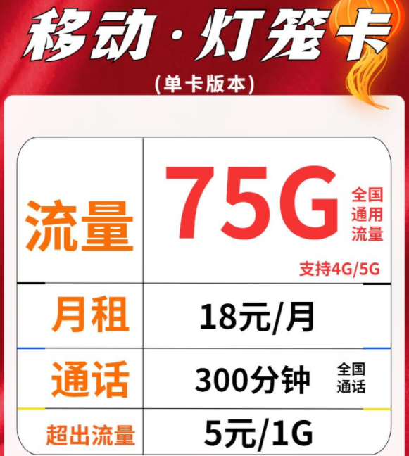 移動流量卡單卡、副卡套餐介紹|移動燈籠卡、和家卡|18元、28元月租