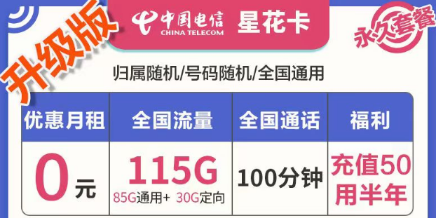 有哪些好用實惠的流量卡套餐？電信星花卡、霜花卡、海興卡|前半年0月租使用