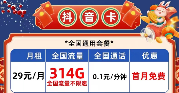 有哪些性價比高的電信流量卡？電信抖音卡29元314G|長期校園卡、風雨卡29元100G
