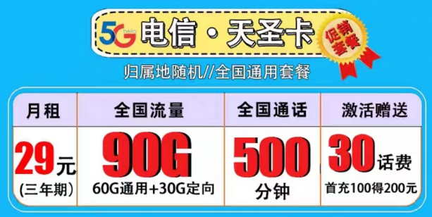 買一張流量卡是必須的嗎？電信29元天圣卡|副卡必備90G全國(guó)流量+500分鐘語(yǔ)音