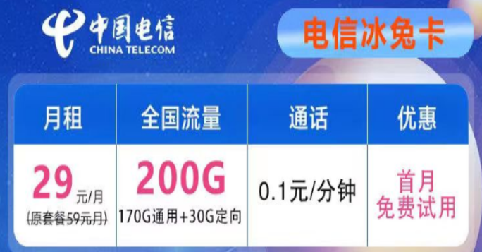 想要優(yōu)惠的流量卡不知道去哪兒？電信29元200G冰兔卡、電信39元200G+600分鐘語音創(chuàng)新卡