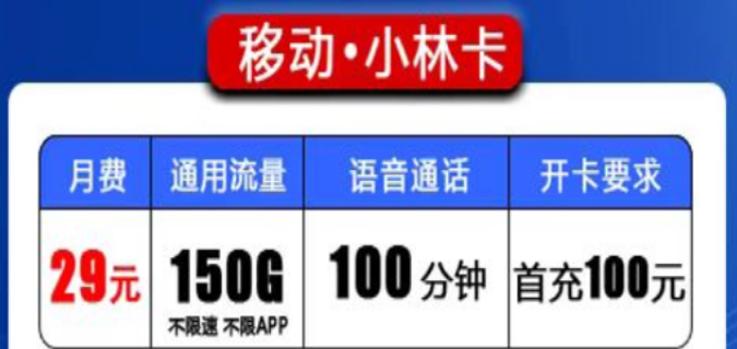 移動流量卡會有都是純通用流量的嗎？移動小林卡、森林卡|150G、200G純通用流量|+100分鐘免費通話