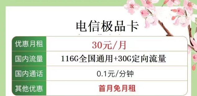 電信極品卡好用嗎？30元月租116G通用 +30G定向+首月免費