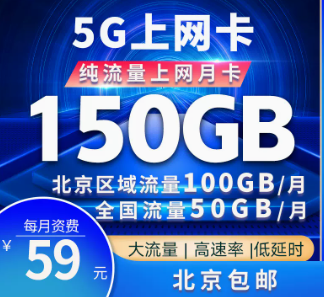 驚喜優(yōu)惠卡！北京專用聯(lián)通5G巔峰卡=150G大流量
